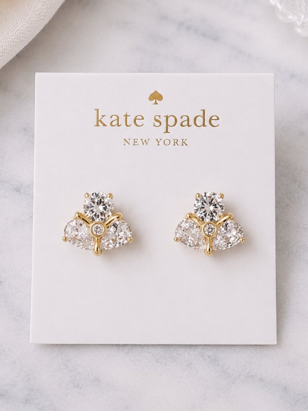 Kate Spade Gold Crystal Floral Stud Earrings
